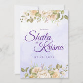 Floral Purple Elegance Wedding with Photo 招待状 (裏面)