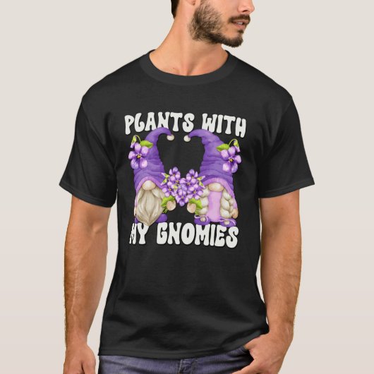 Floral Purple Gnomes Plant Saying For Spring  Gard Tシャツ (正面)