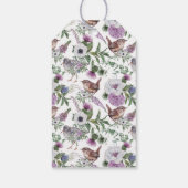 Floral Purple Green Songbirds ギフトタグ (裏面)