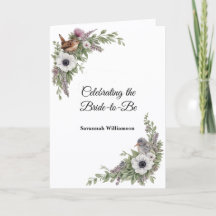 Floral Purple Green Songbirds Bridal Shower