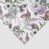 Floral Purple Green Songbirds Illustration 薄葉紙 (詳細)