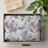 Floral Purple Green Songbirds Illustration 薄葉紙 (ギフト)