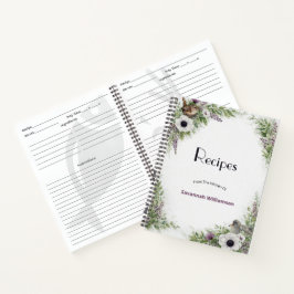 Floral Purple Green Songbirds Recipe  ノートブック