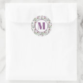 Floral Purple Songbirds Monogram Envelope Seal ラウンドシール (バッグ)