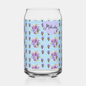 Floral Purple Viola Blue Lilac Pansy Womans Name ガラス缶 (裏面)