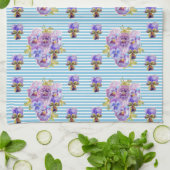 Floral Purple Viola Blue Lilac Pansy Womans Name キッチンタオル (折り畳み)