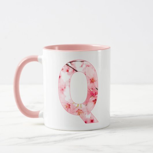 Floral Q Initial Mug | Personalized Name & Traits マグカップ (左)