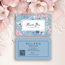 Floral QR Code Business Thank You Card Insert