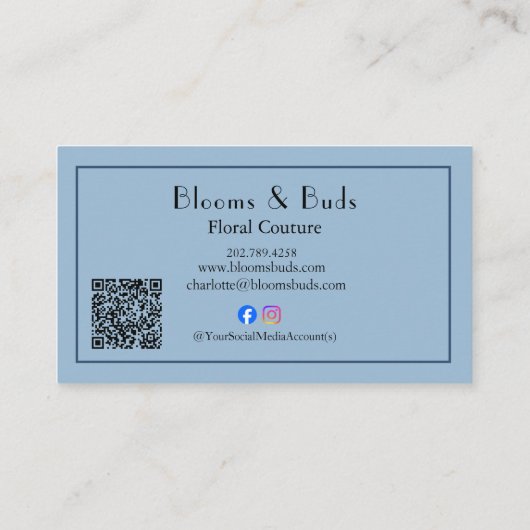 Floral QR Code Business Thank You Card Insert 名刺 (裏面)