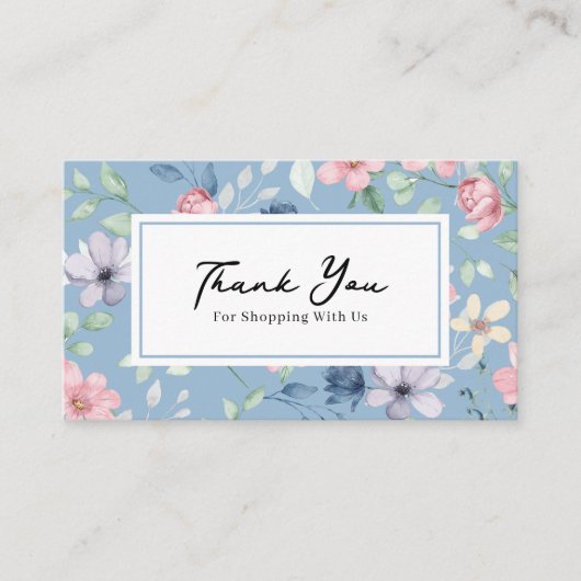 Floral QR Code Business Thank You Card Insert 名刺 (正面)