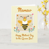 Floral Queen Bee Mothers Day Card カード (黄色い花)