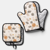 floral quilted potholder / manique materlassé  鍋つかみ&鍋敷きセット (正面/裏面)