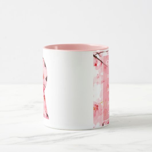 Floral R Initial Mug | Personalized Name & Traits マグカップ (中央)