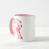 Floral R Initial Mug | Personalized Name & Traits マグカップ (正面左)