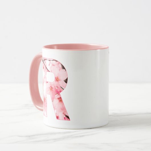 Floral R Initial Mug | Personalized Name & Traits マグカップ (正面左)