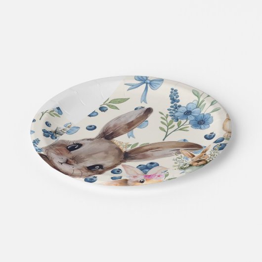 Floral Rabbit Paper Plate ペーパープレート (アングル)