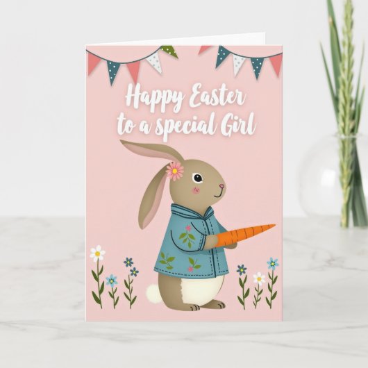 Floral Rabbit Springtime Season Card カード (正面)