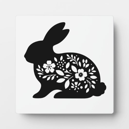 Floral Rabbit Stencil Mug – Cute Bunny Coffee  フォトプラーク (正面)