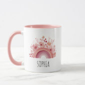 Floral Rainbow Girls Mug Personalised Name マグカップ (左)