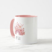 Floral Rainbow Girls Mug Personalised Name マグカップ (正面左)
