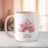 Floral Rainbow Girls Mug Personalised Name マグカップ