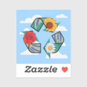 Floral Recycling Symbol | Eco-Friendly Nature シール (シート)