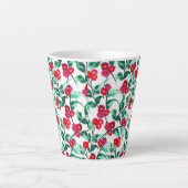 Floral Red Color Flowers Pattern-56698 カフェラテマグ (正面)