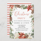 Floral Red Company Christmas Party Invitation 招待状 (正面/裏面)