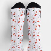 Floral Red Poppy Flower Botanical Pattern Socks ソックス (上部)