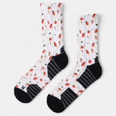 Floral Red Poppy Flower Botanical Pattern Socks ソックス (左)