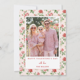 Floral Red Rose Happy Valentine's Day Photo Card シーズンカード
