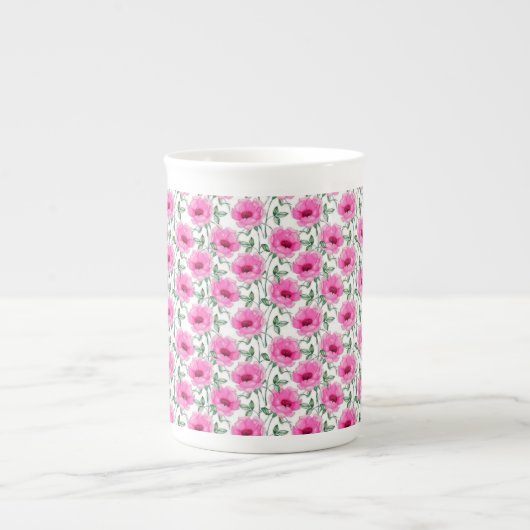 Floral Red Roses Pattern-55501 ボーンチャイナマグカップ (正面)