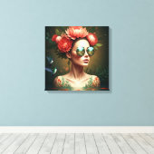 Floral Reflection キャンバスプリント (インサイチュ (ウッドフロア))