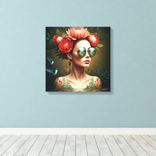 Floral Reflection キャンバスプリント (インサイチュ (ウッドフロア))