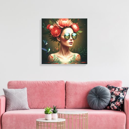 Floral Reflection キャンバスプリント (インサイチュ (リビング))