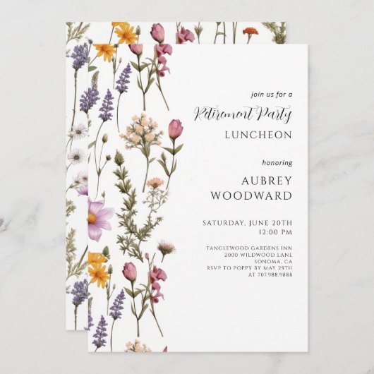 Floral Retirement Party 招待状 (正面/裏面)