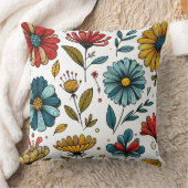 Floral Retro Folk Art クッション (ブランケット)