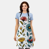 Floral  Retro Folk Art Apron エプロン (着用した状態)