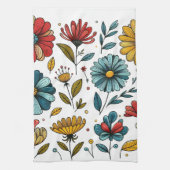 Floral  Retro Folk Art Apron キッチンタオル (縦)