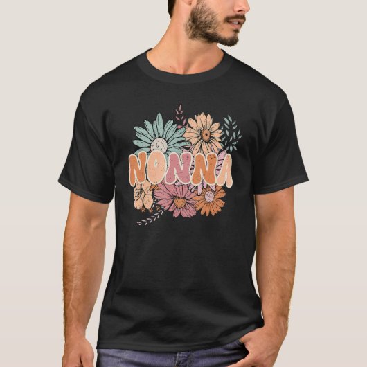 Floral Retro Nonna Groovy Best Nonna Ever  Mother  Tシャツ (正面)