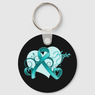 Floral Ribbon Hope - Teal Ribbon キーホルダー