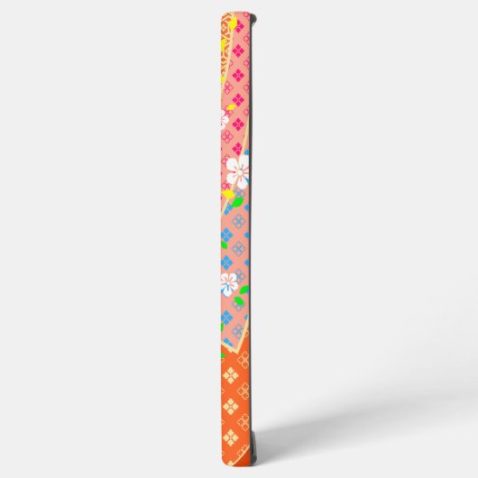 Floral Ribbon Kimono Pattern Samsung Galaxyケース (左側面)