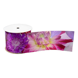 floral ribbon, pink floral ribbon, サテンリボン