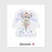 Floral RN Registered Nurse Angel Wings Watercolor  シール (シート)