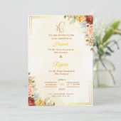 Floral Roka Ceremony Invitation, Engagement Card 招待状 (スタンド正面)