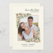 Floral Romance Photo Save the Date Card セーブザデート (正面/裏面)