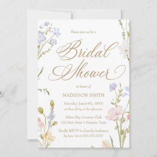 Floral Romantic Bridal Shower Invitation 招待状 (正面)