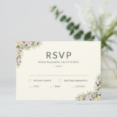 Floral romantic wedding RSVP Card (スタンド正面)