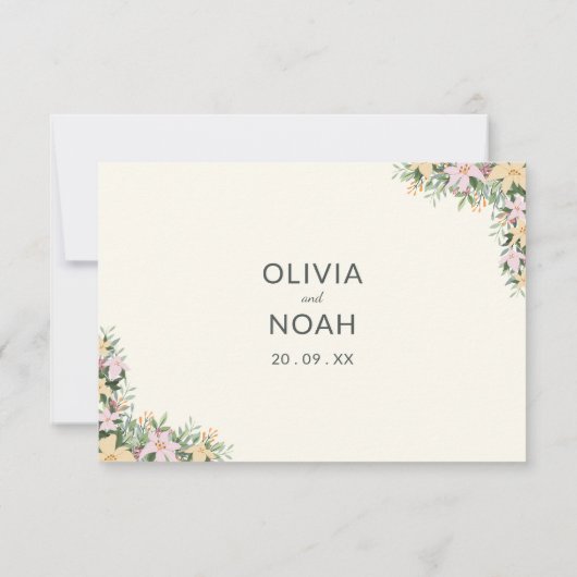 Floral romantic wedding RSVP Card (裏面)