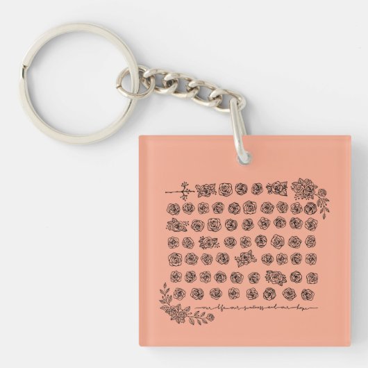 Floral Rosary Prayer Beads - Blessed Mother Mary D キーホルダー (正面)